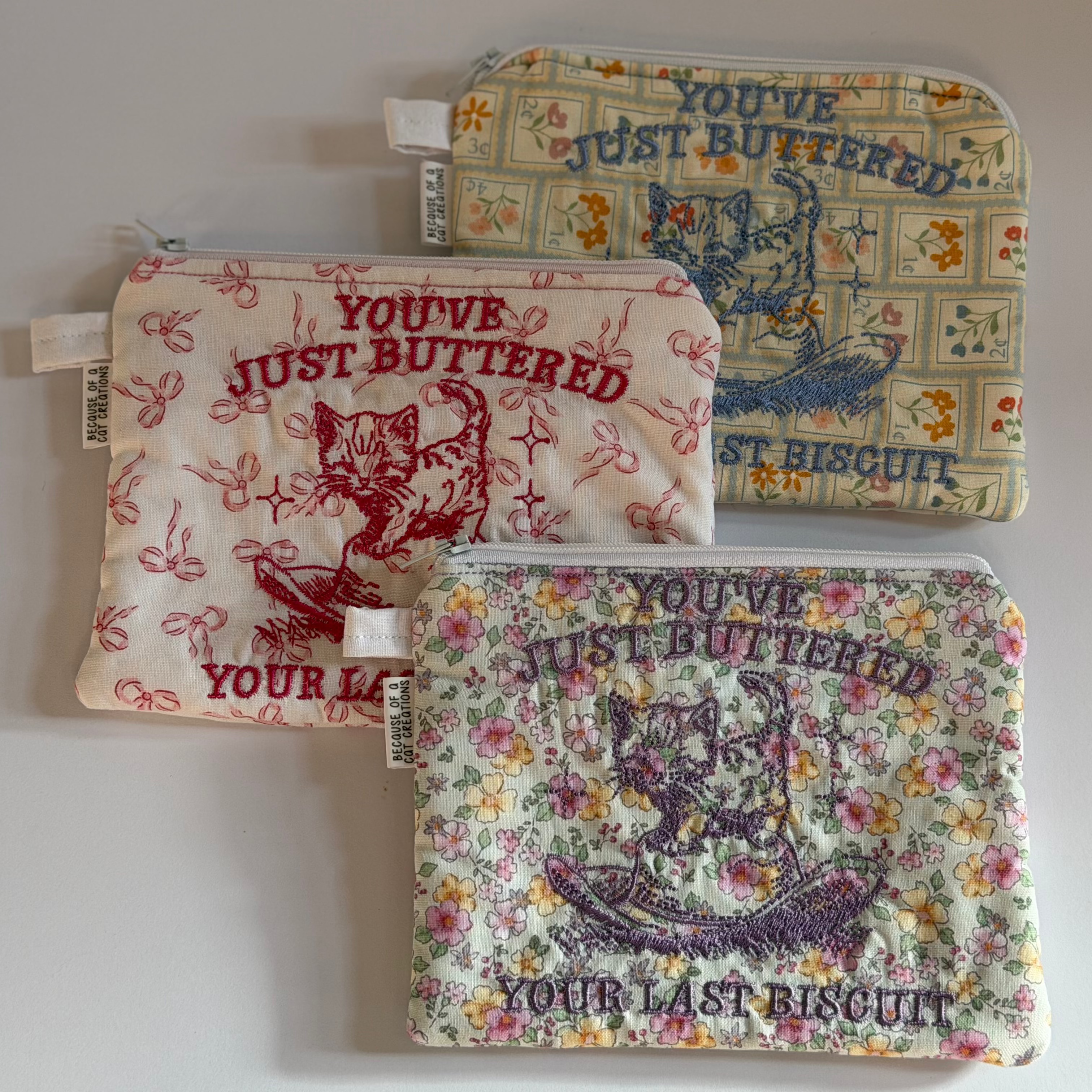 Embroidered Zipper Bags